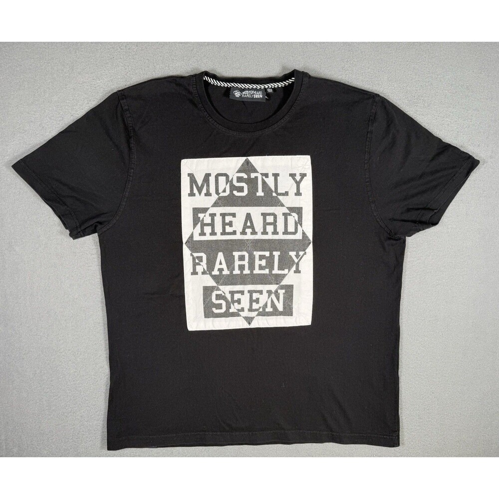 Mostly Heard Rarely Seen Quilted Patch Typography T Shirt Black Size Large #0026